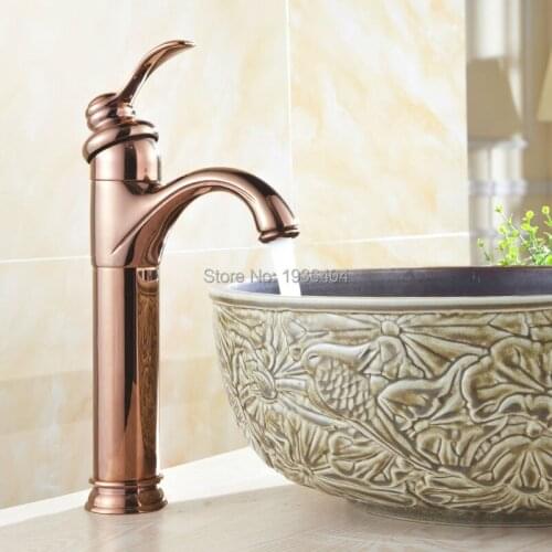 New Arrival Basin Rose Golden Faucets Antique Brass Deck Mounted Mixer Taps RS305