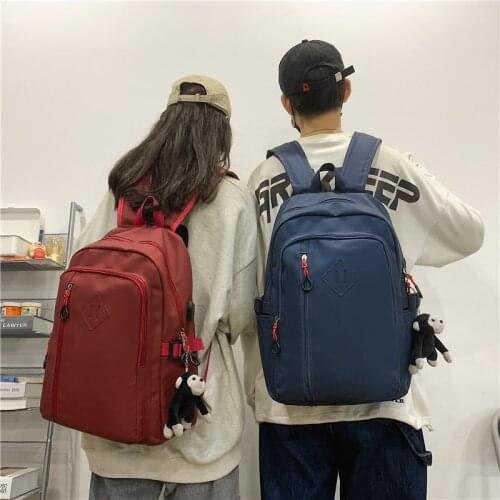 Pure Color Business Backpack 2021 Fashion High Quality Waterproof Nylon Laptop School Bag Trendy Soft Zipper Travel Backpack Sac