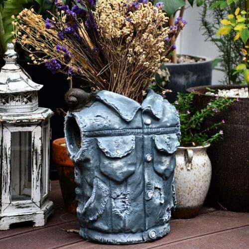 Pastoral Denim Pants Flower Pot Meat Plant Cement Ornaments Art Outdoor Garden Furnishing Crafts Courtyard Park Figurines Crafts