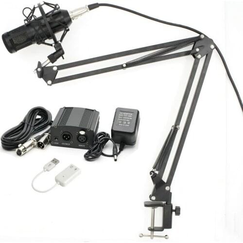 New BM800 Professional 3.5mm Wired Condenser Studio Microphone with Stand Holder +Pop Filter