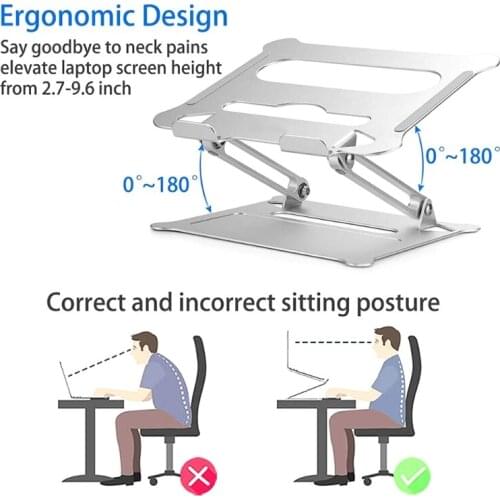 Laptop Stand Adjustable Ventilated Portable Laptop Riser Aluminum Foldable Ergonomic Computer Holders 2 Colors to Choose