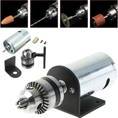 Mini Hand Drill DIY Lathe Press 555 Motor w/ 1/8" Chuck+ Mounting Bracket 12-36V High Quality