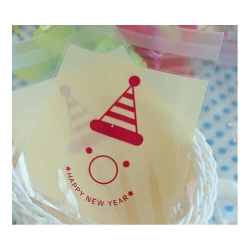 ST Happy New Year 10*13cm clown Cookie packaging self-adhesive plastic bags for biscuits snack baking package