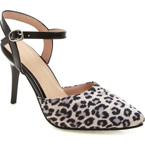 Big Size 11 12 13 14 15 16 17 high heels sandals women shoes woman summer ladies Package toes Fine with buckles Leopard grain