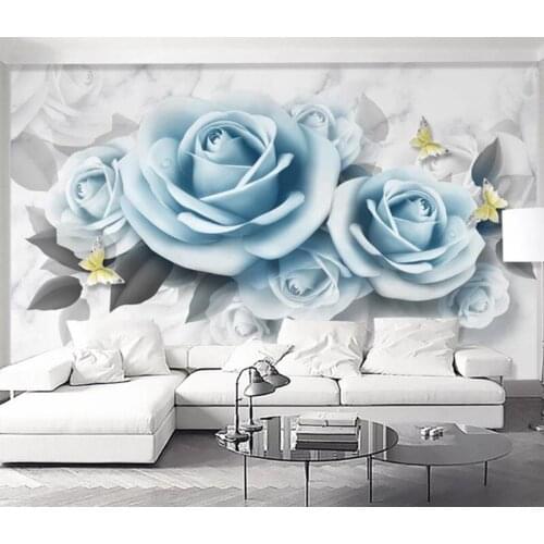 Modern minimalist fresh flower rose TV Backdrop 3D Wall Mural Hotel Living Room Luxury Photo Wallpaper