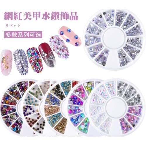 Nail Art Rhinestone Gold Silver Mixed Colorful Crystal Nail Studs Nail Beads 3D Nail Art Decorations Nail Accessories In Wheel