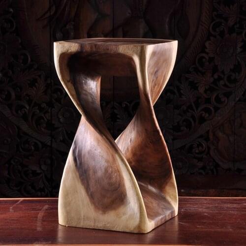 Thailand handmade wood carving flower home furnishing articles log in southeast Asia shoes stool