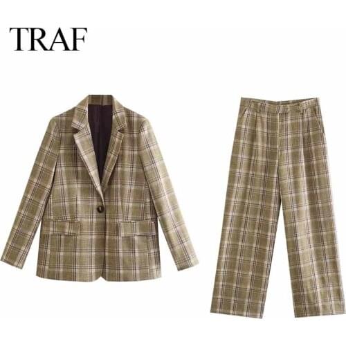 Женские модные брючные костюмы TRAF China At AliExpress