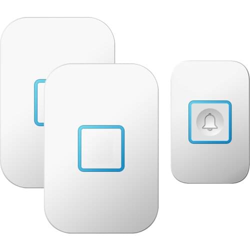 Intelligent Wireless Waterproof Doorbell Ring 1 2 Button 1 2 3 Receiver 300M Remote LED Light Door Calling Bells White