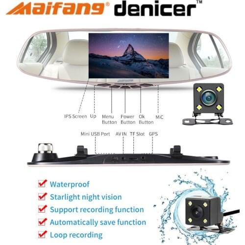 Novatek 96655 Rearview Mirror Camera Car Dvr Full HD 1080p Rear View Mirror With DVR and Camera Night vision Video Dual Recorder