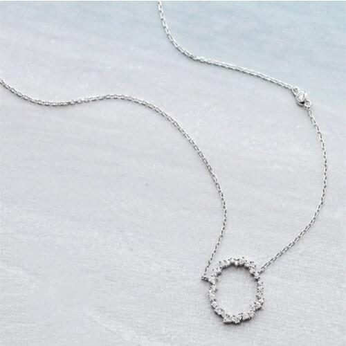 Wild Circle Pendant Zircon Clavicle Chain 925 Sterling Silver Temperament Personality Fashion Female Jewelry Necklace SNE009