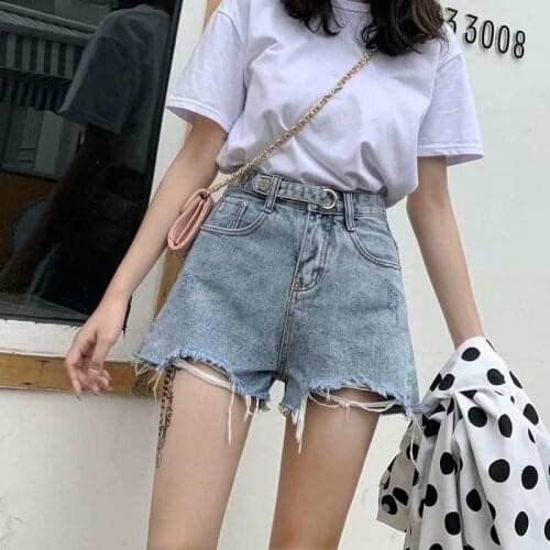 Women\s Summer Thin Section High Waist Wide Leg Shorts Rough Loose Loose Thin Denim Shorts 2020