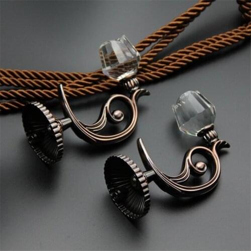 1Pair Thicken Crystal Rose Alloy Curtain Hooks Clothes Pothook Wall Tieback Hanger Coat Hat Hook Curtain Accessories Home Decor