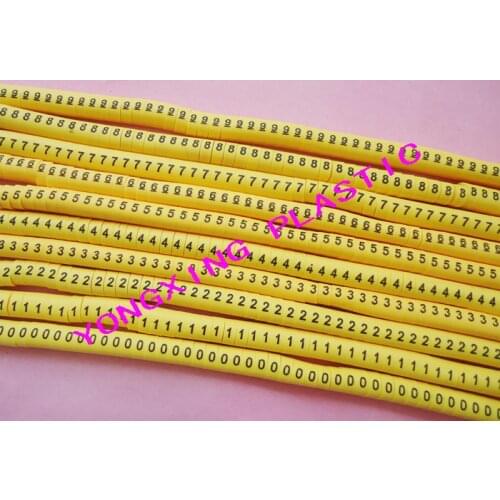 100pcs/lot freeshipping EC-0 0.5mm2 cable marker 0-7 different number yellow color