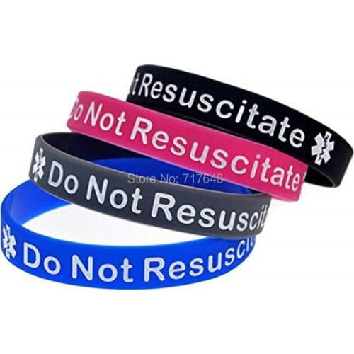 100pcs Do not Resuscitate wristband silicone bracelets free shipping by epacket A