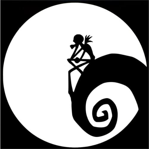 14.1cm*14.1cm Jack Skellington Creative Cartoon Stickers Decals Black/Silver S3-4994