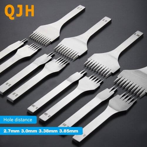 2.7/3.0/3.38/3.85mm Spacing Punch Tool For Leather Hole Punches Tool Lacing Stitching Sewing DIY Leather Craft Tools 2/5/10Prong