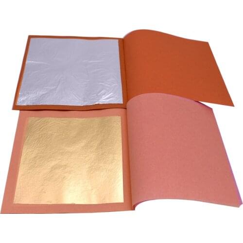 2 booklets 50 pieces 25 leaves per booklet foil, Pure Silver Leaf foil and genuine gold leaf