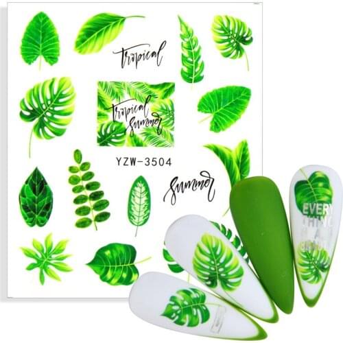 2021 New arrival Nail Sticker Flower Leaf Tree Green Stickers for nails DIY Nail Art Decorations Decals Manicure Modeling Tools
