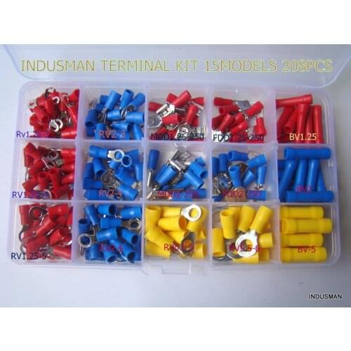 208pcs/lot 15 model Wire Connectors - Electrical Wire crimp Terminal Set.Assortment Kit