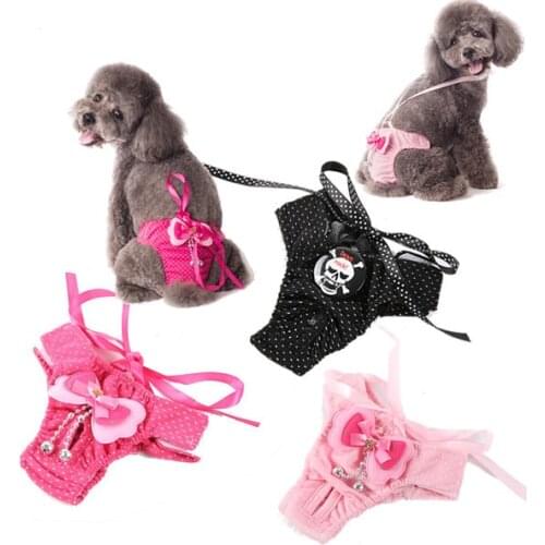 3Color Pet Dog Panties Puppy Shorts Dot Print Strap Sanitary Dog Underwear Diapers Physiological Pants