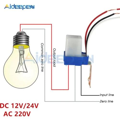 AC 220V 10A Automatic Auto On Off Photocell Street Light Switch DC 12V 24V 50-60Hz Photoswitch Sensor Control Light Switch