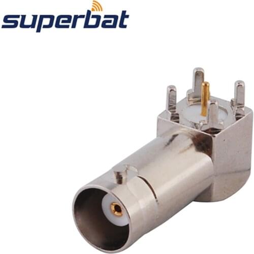 Superbat BNC Jack Thru Hole Right Angle PCB Mount RF Coaxial Connector Adapter
