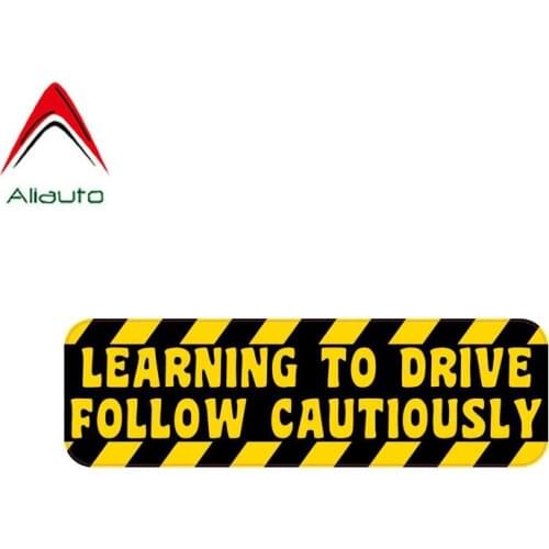 Aliauto Warning Car Sticker Learning To Drive Follow Cautiously Decal Accessories PVC for Suzuki Audi Mazda Cx 5 Gti Vw,14cm*5cm
