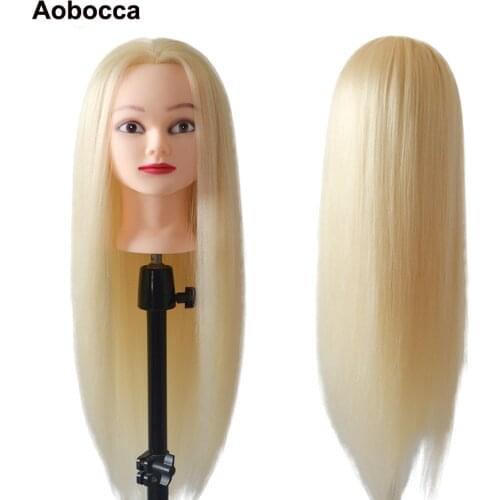 Aobocca synthetic long white hair training mannequin head for braiding hairdo hairstyle Very nice doll head