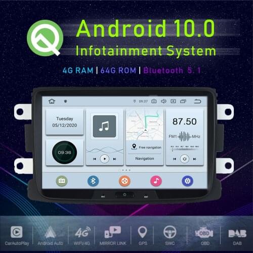 JSTMAX 9" Android 10.0 Car GPS Player For Renault Duster Dacia Sandero Duster Captur Lada Xray 2 Logan Multimedia Player