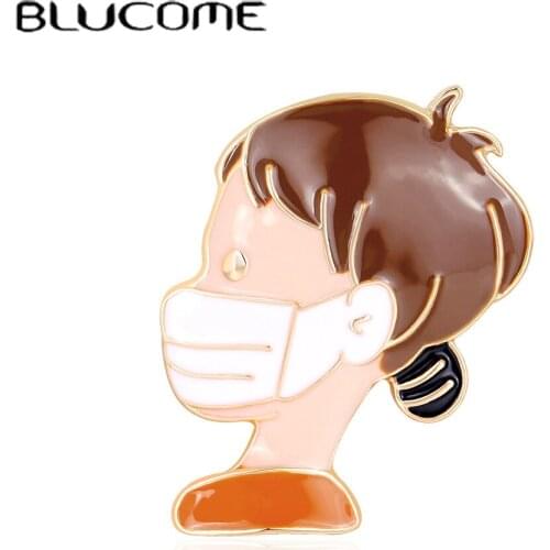 Blucome Kawaii Enamel Doctor Nurse Brooches Women Men Shirt Collar Clip Gold Color Hospital Office Brooch Corsage Hijab Pin Gift