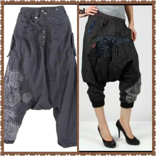 Desigual Spanish fashion ladies ladies patchwork harem pants big gear hip hop loose cropped pants