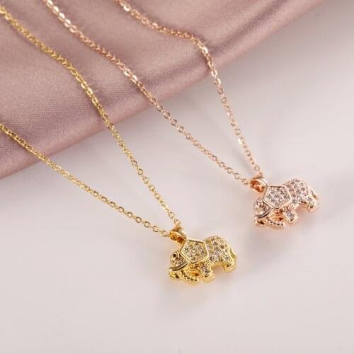 High Grade Crystal Elephant Pendant Necklace For Women Girls Fashion Animal Charms Stainless steel Choker Jewelry Gifts