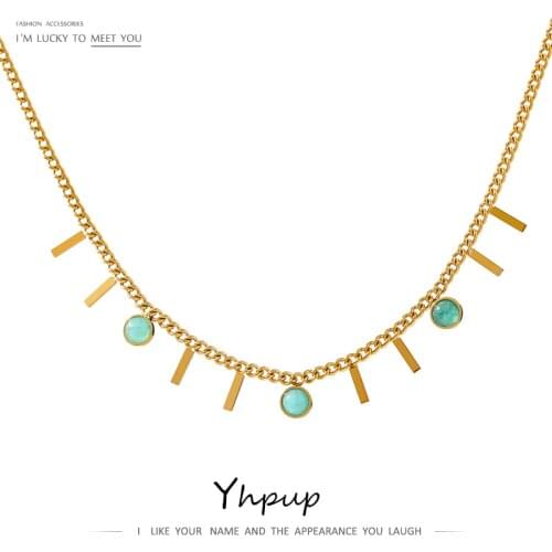 Yhpup 316L Stainless Steel Chains Necklaces for Women Statement Gold 18 K Plated Collar Geometric Necklace Party Gala 2021 Gift