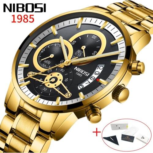 Relogio Masculino NIBOSI New Mens Watches Top Brand Luxury Fashion Business Men Watch Waterproof Full Steel Quartz Watch Men