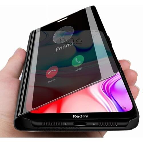 For xiaomi redmi 8 8a case redmi8 smart mirror flip phone case on xiomi xaomi redmi 8 a redmi8a magnetic stand cover coque etui