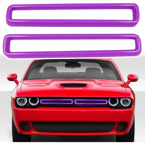 Chuang Qian 2x Front Grille Inserts Cover Trim Exterior for 2015-2020 Dodge Challenger Purple
