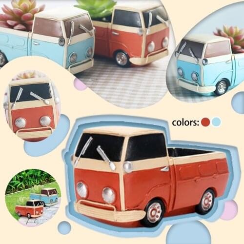 Vintage Truck Flower Pot With Solar Lamp Pickup Retro Style Pickup Truck Garden Outdoor Decoration Flower Pot With Car Light