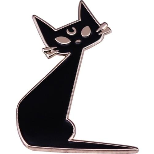 Luna Artistic Version Black Cat Adviser Brooch Pins Enamel Metal Badges Lapel Pin Brooches Jackets Jeans Fashion Jewelry
