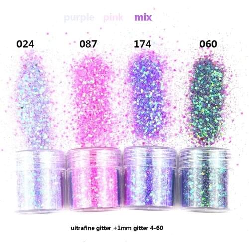 Purple Gradient Nail Sequin Glitter Powder Natural Effect Lamp Cure Natural Dry Nail Glitter Nail Art DIY Design Decoration 10ml