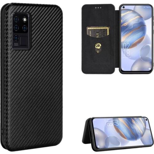 For Oukitel C21 Case Luxury Flip Carbon Fiber Skin Magnetic Adsorption Case For Oukitel C21 Pro C 21 OukitelC21 Phone Bags