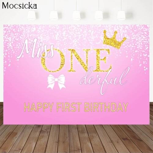 1 Year Old Birthday Background Bow Crown Photo Background Decoration Birthday Party Photo Background Photography Studio