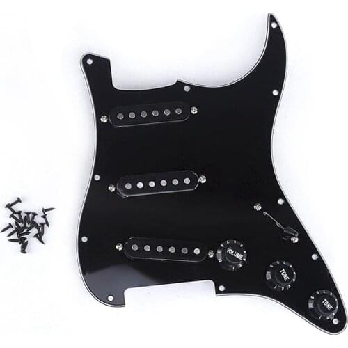 Hot AD-Single Coil SSS Electric Guitar Pickguard Pickup Loaded Prewired Scratch Plate 11 Holes 3Ply for ST SQ Guitar