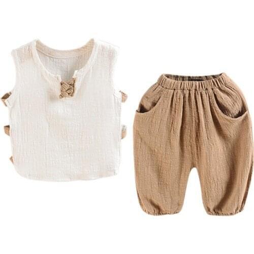 Baby Boys Suit 2 Pcs Sets Kids Sleeveless T-shirt Shorts Top Pants Outfits Summer Toddler Boy Clothes Children Clothing Set