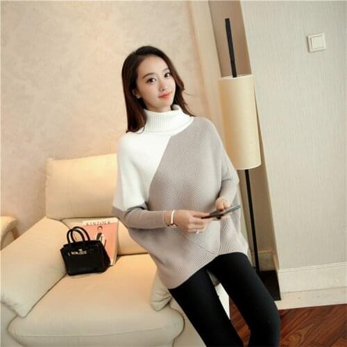 LA Female winter sweater loose turtleneck sweater 2018 irregular Korean female backing sweater coat thick 3 colour