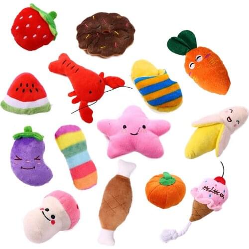 Hot Plush Squeaky Bone Dog Toys Bite-Resistant Clean Dog Chew Puppy Training Toy Soft Banana Carrot And Vegetable Pet Supplies