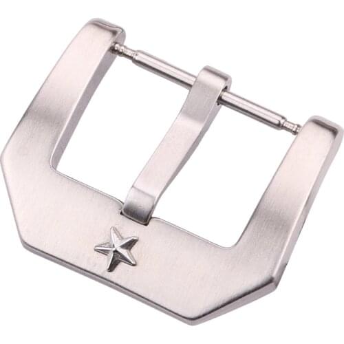 Pentagram Watch Band Buckle 22mm Solid Stainless Steel Silver Brushed Watch Strap Clasp High Quality Metal Watch Accessories