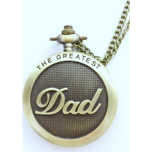 Vintage DAD bronze Modern hours Roman numerals men gift Necklace pocket watches and FOB chain watches