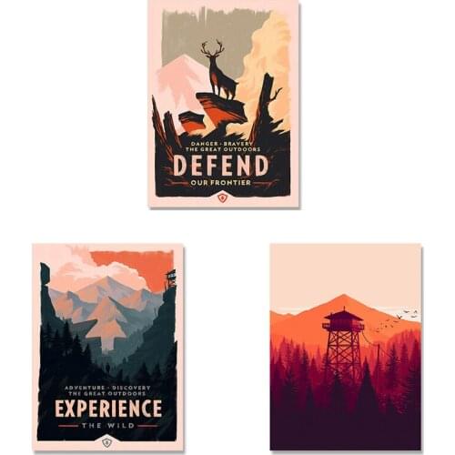 Wall Art Modern Abstract Forest Mountains Deer Paintings Wallpaper Nordic Landscape Poster Prints Living Room Bedroom Decoration