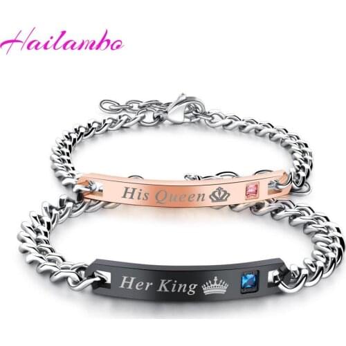 New Arrival Classic His Queen Her King Lovers Bracelet Fashion His Beauty Her Beast Cute Romantic for Lovers Girl Bangle #11
